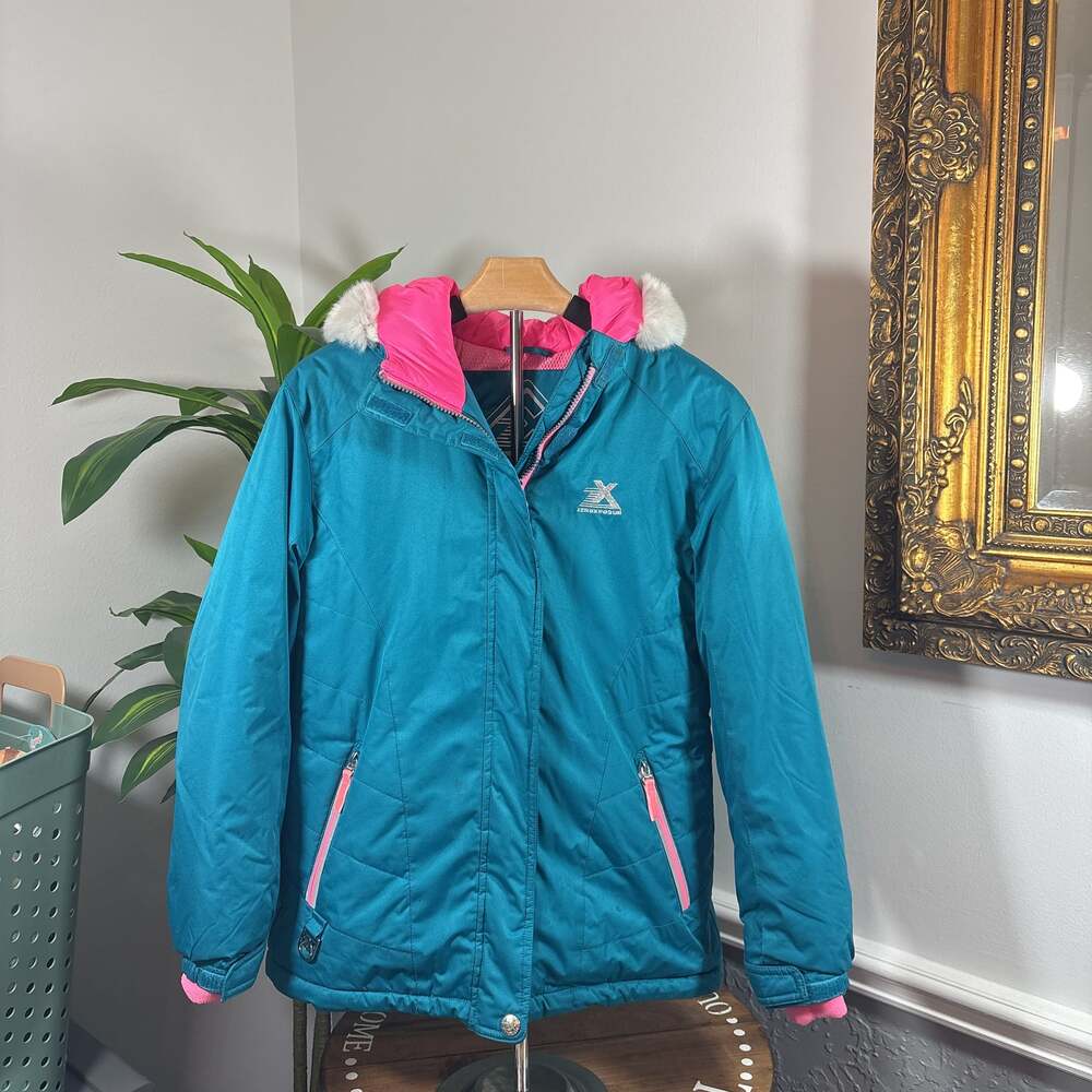 Zeroxposur Girls Teal Pink Winter Jacket Size 14/16